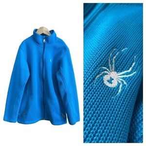Spyder Blue Waffle Knit Youth Full Zip Jacket Coat
